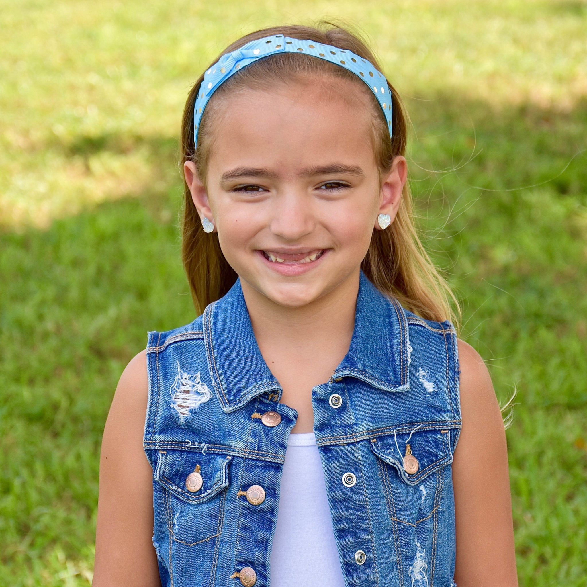 Adjustable No Slip Polka Dot Bow Headband - FROG SAC
