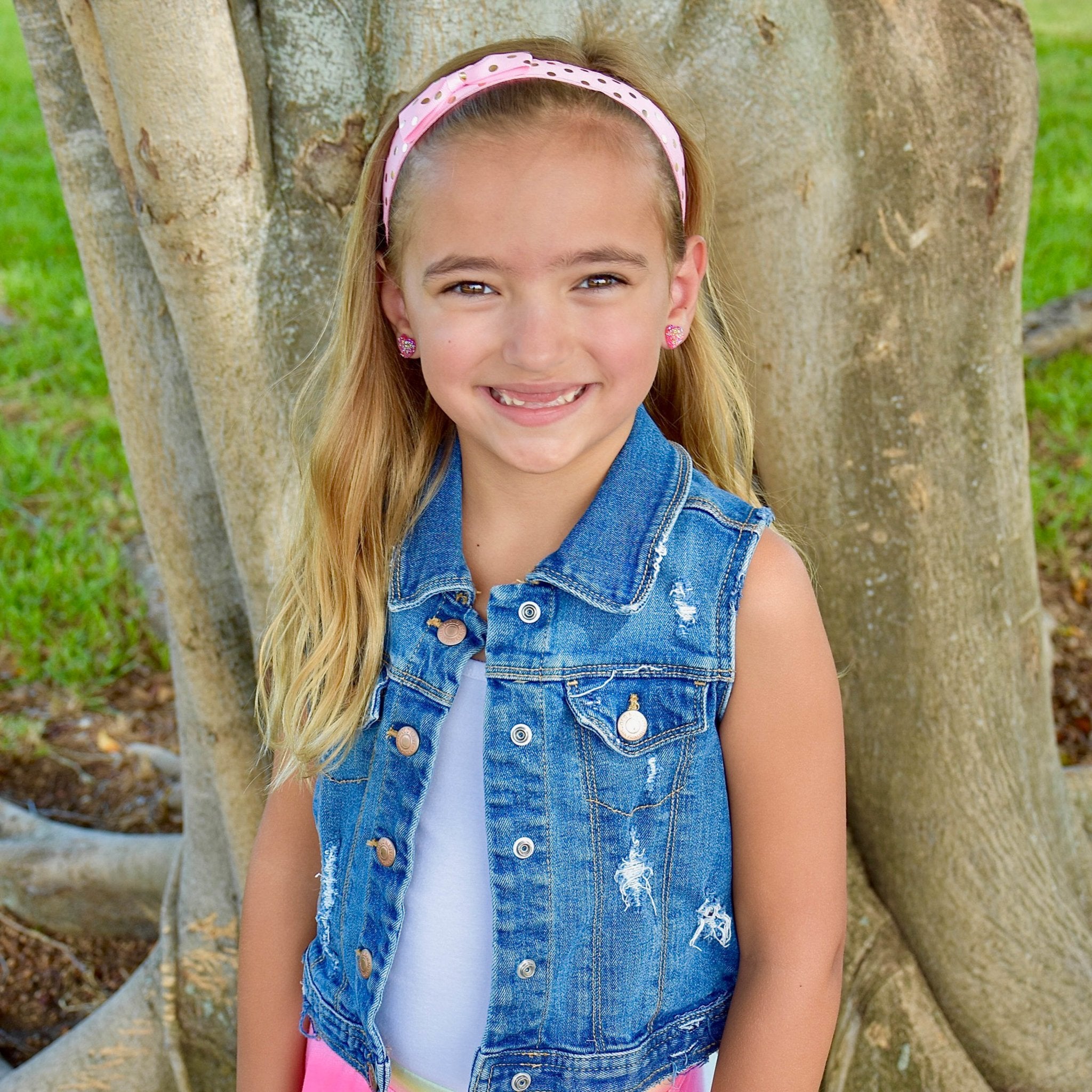 Adjustable No Slip Polka Dot Bow Headband - FROG SAC