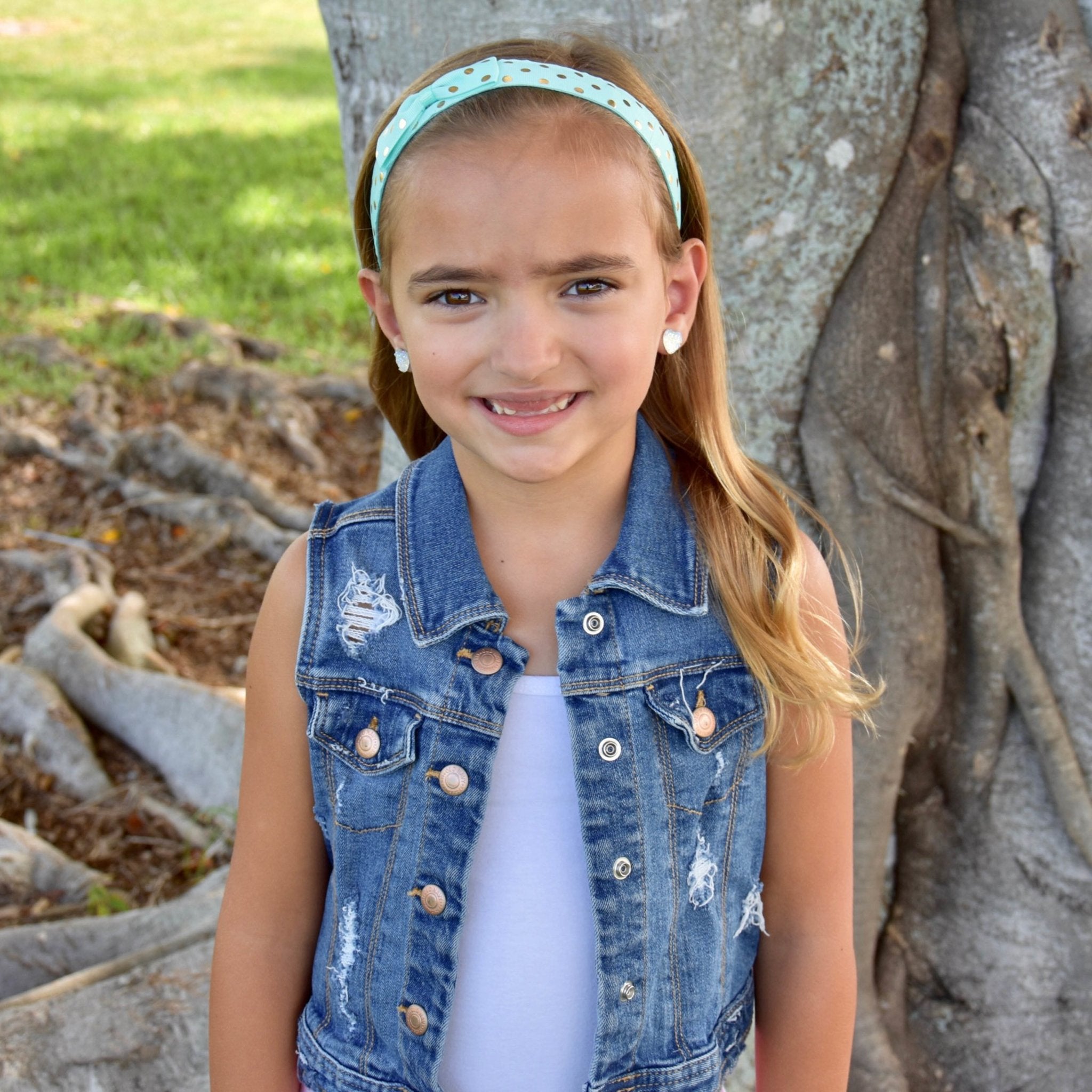Adjustable No Slip Polka Dot Bow Headband - FROG SAC