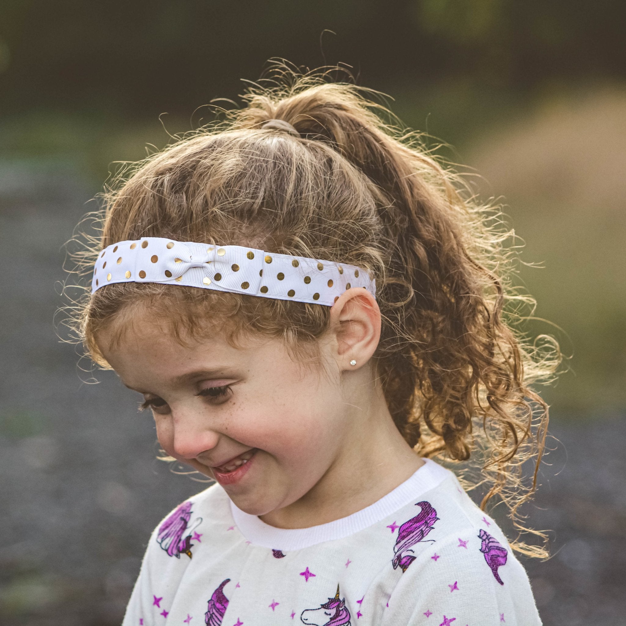 Adjustable No Slip Polka Dot Bow Headband - FROG SAC