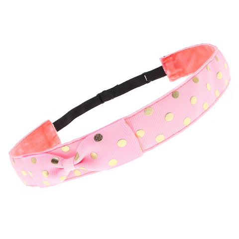 Adjustable No Slip Polka Dot Bow Headband - FROG SAC