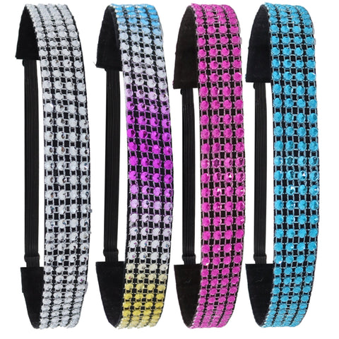 Adjustable No Slip Rhinestone Headbands - 4 Pack - FROG SAC