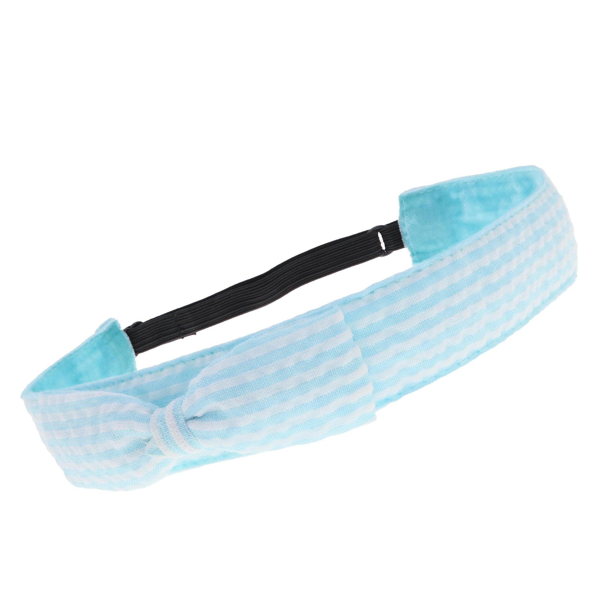Adjustable No Slip Seersucker Bow Headband - FROG SAC