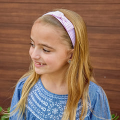 Adjustable No Slip Seersucker Bow Headband - FROG SAC