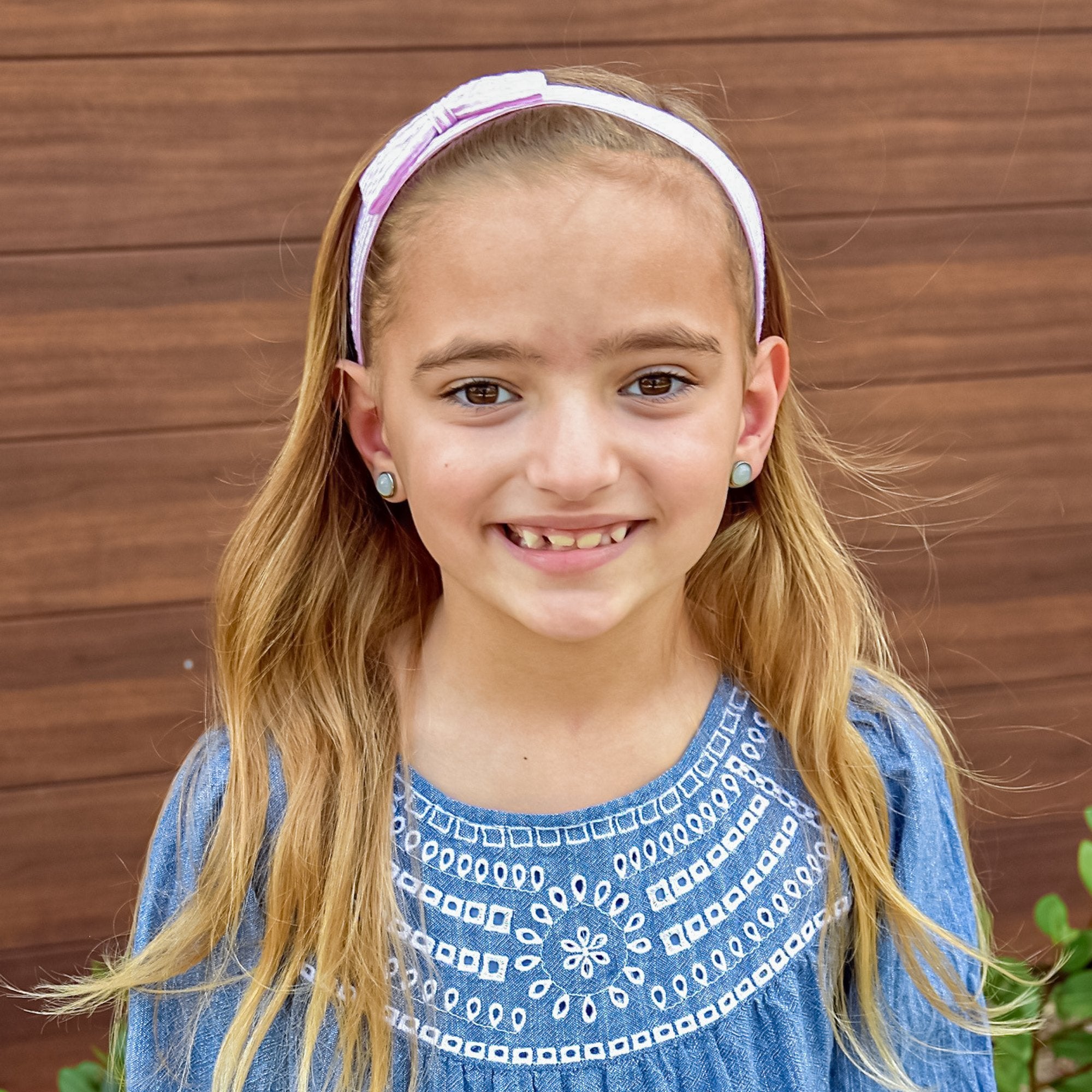 Adjustable No Slip Seersucker Bow Headband - FROG SAC