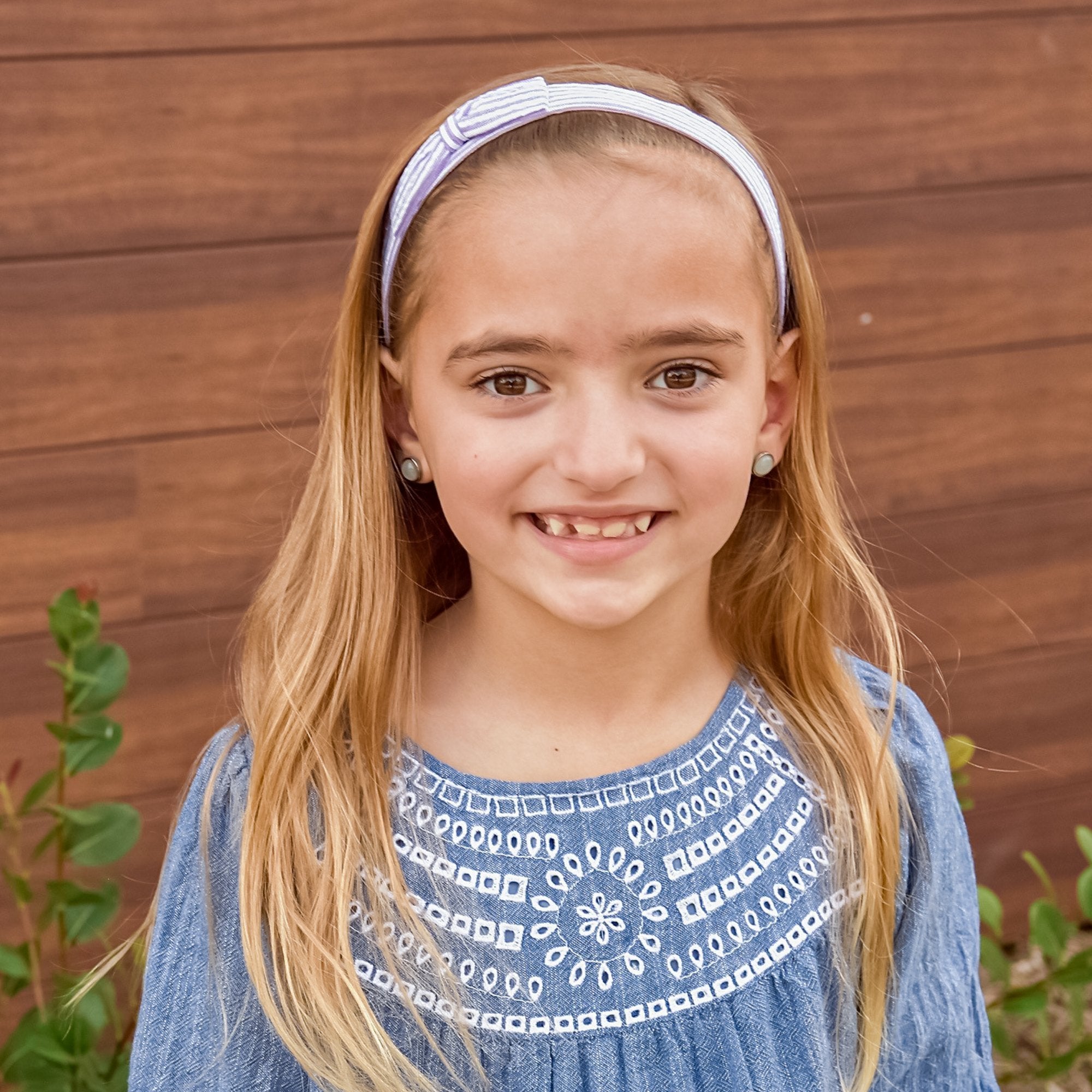 Adjustable No Slip Seersucker Bow Headband - FROG SAC