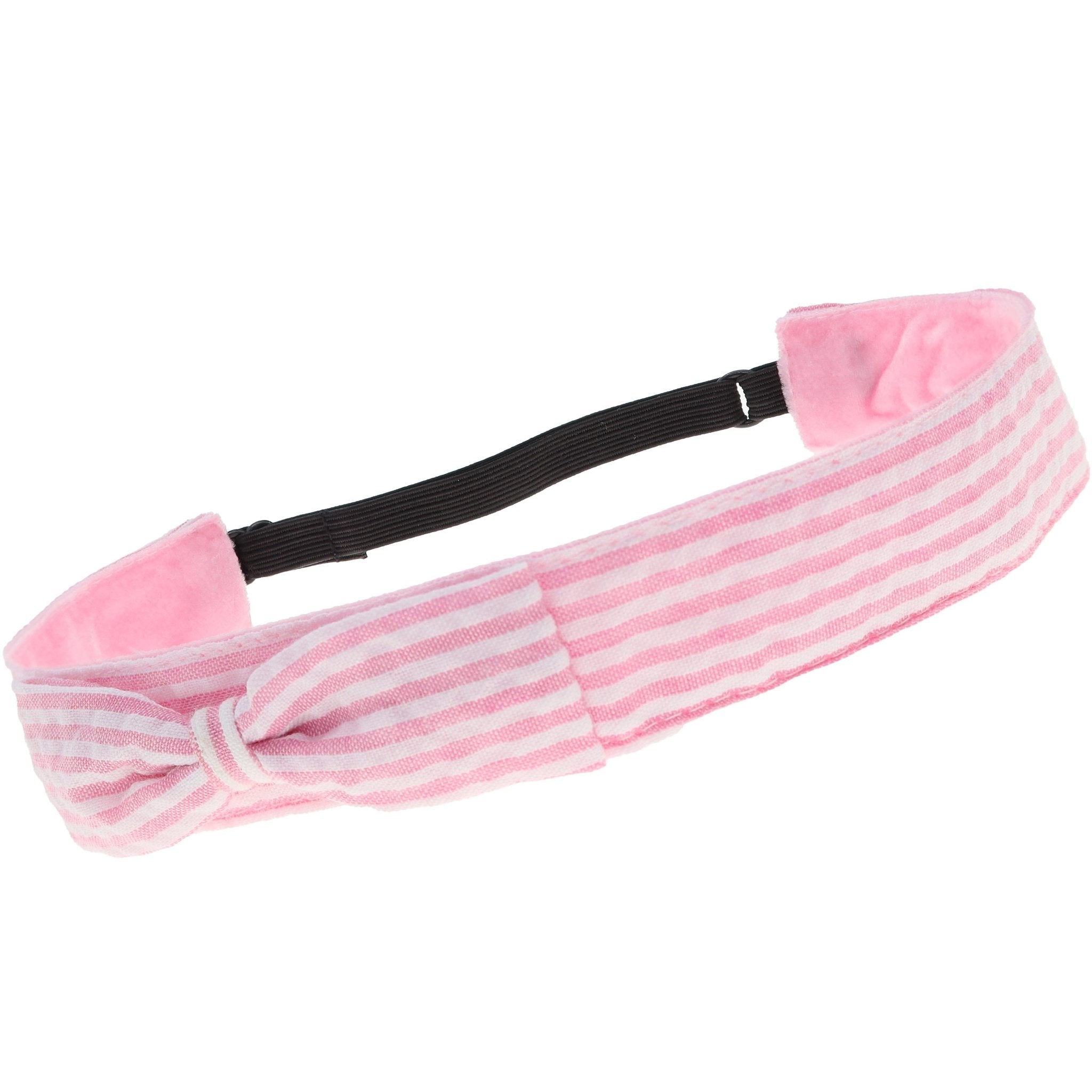 Adjustable No Slip Seersucker Bow Headband - FROG SAC