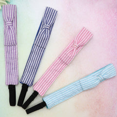 Adjustable No Slip Seersucker Bow Headbands - 4 Pack - FROG SAC