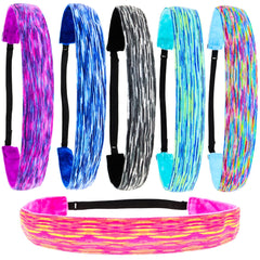 Adjustable No Slip Space Tie Dye Headbands - 6 Pack - FROG SAC