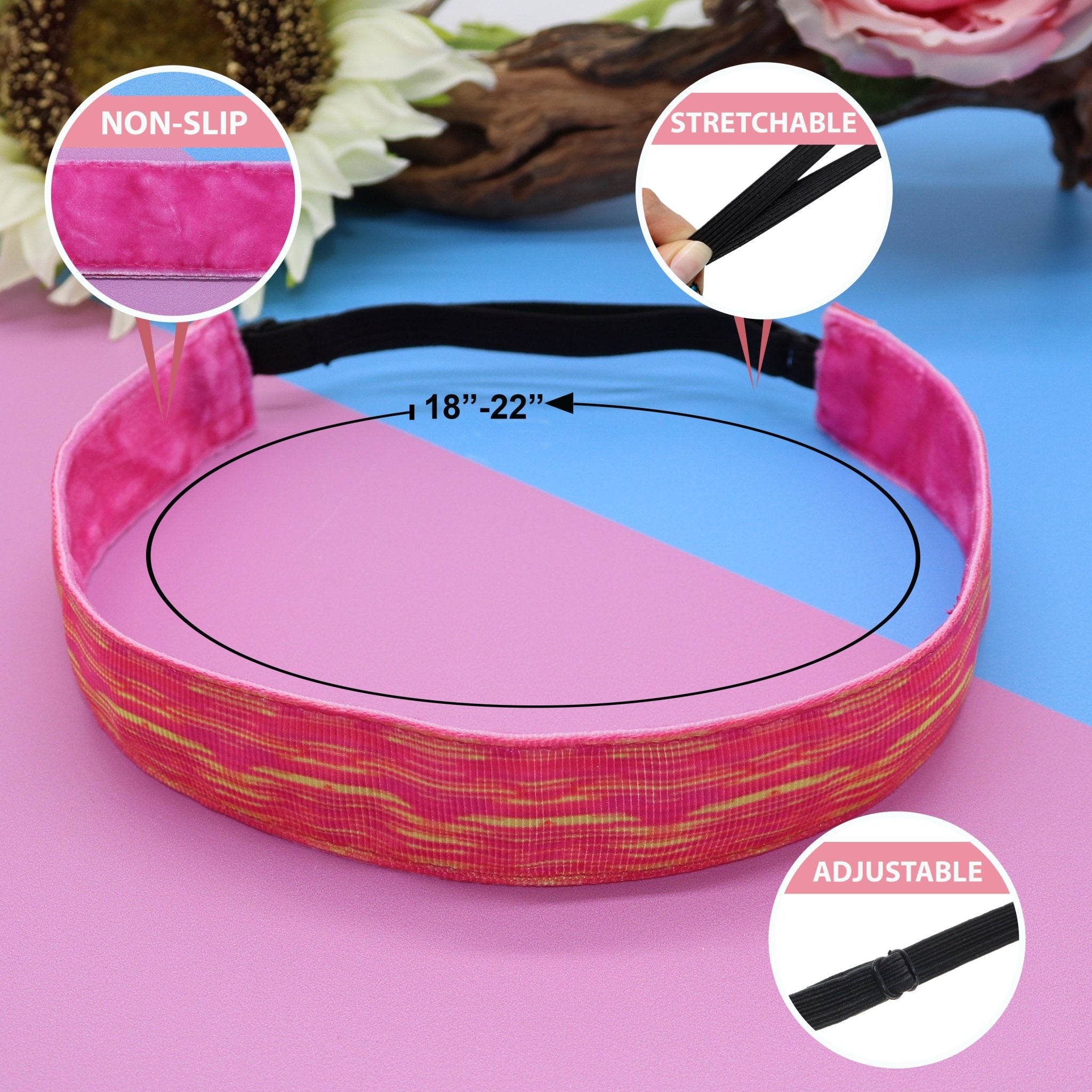 Adjustable No Slip Space Tie Dye Headbands - 6 Pack - FROG SAC