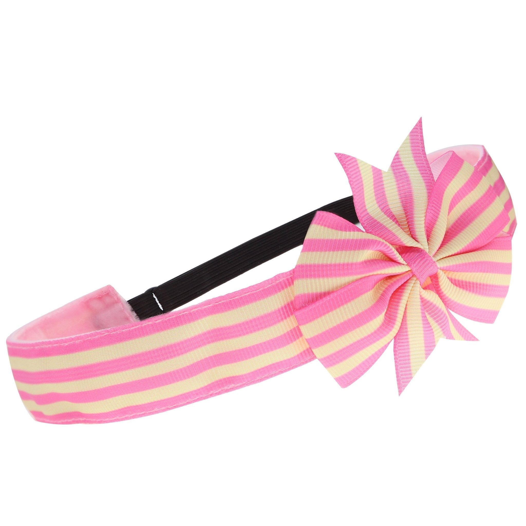 Adjustable No Slip Striped Bow Headband - FROG SAC