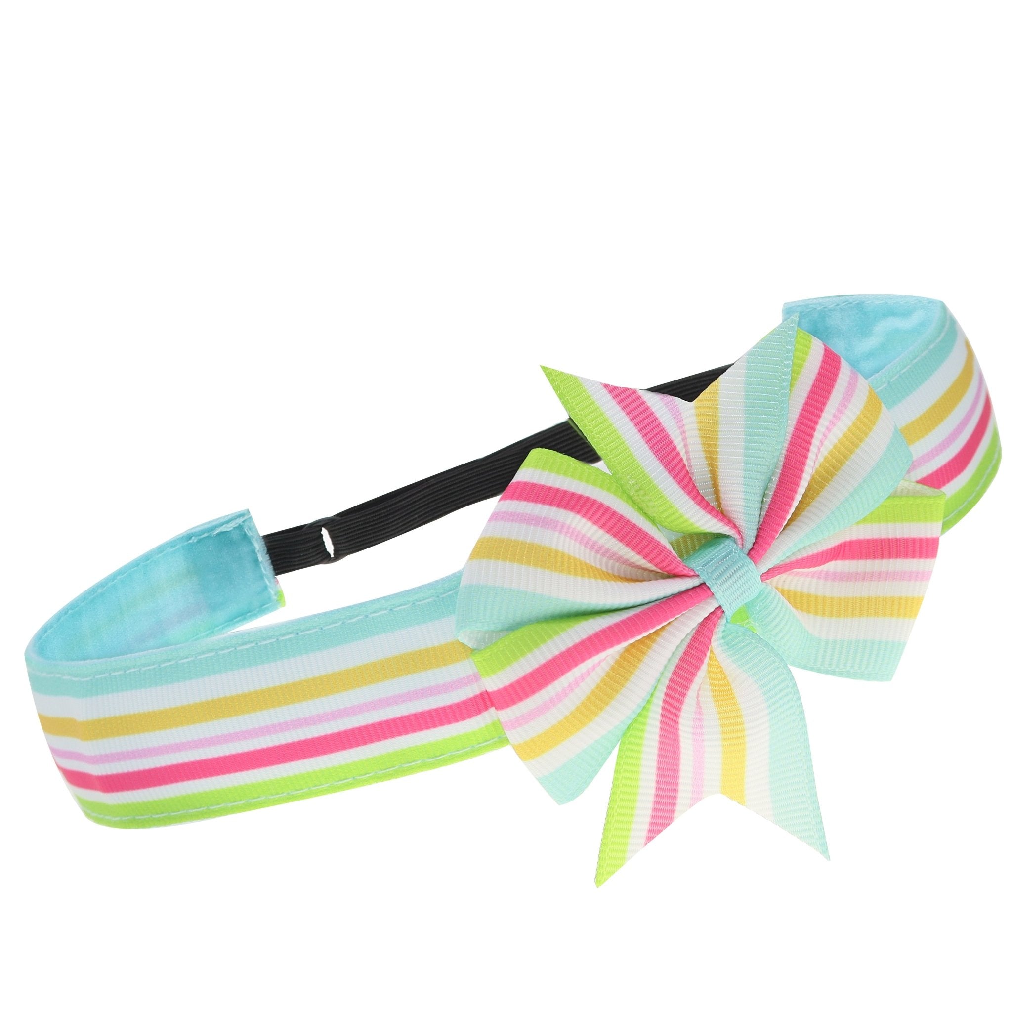 Adjustable No Slip Striped Bow Headband - FROG SAC