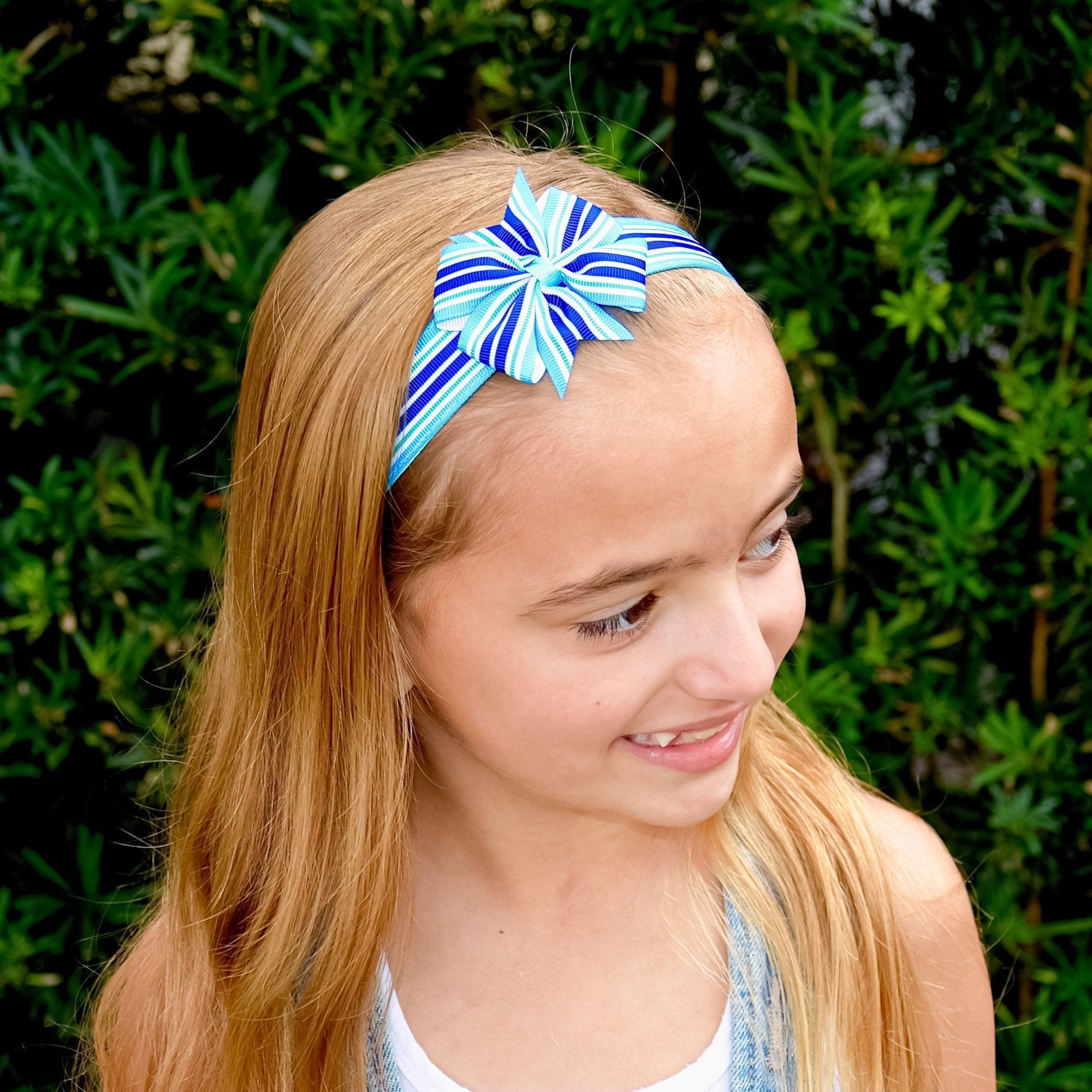 Adjustable No Slip Striped Bow Headband - FROG SAC