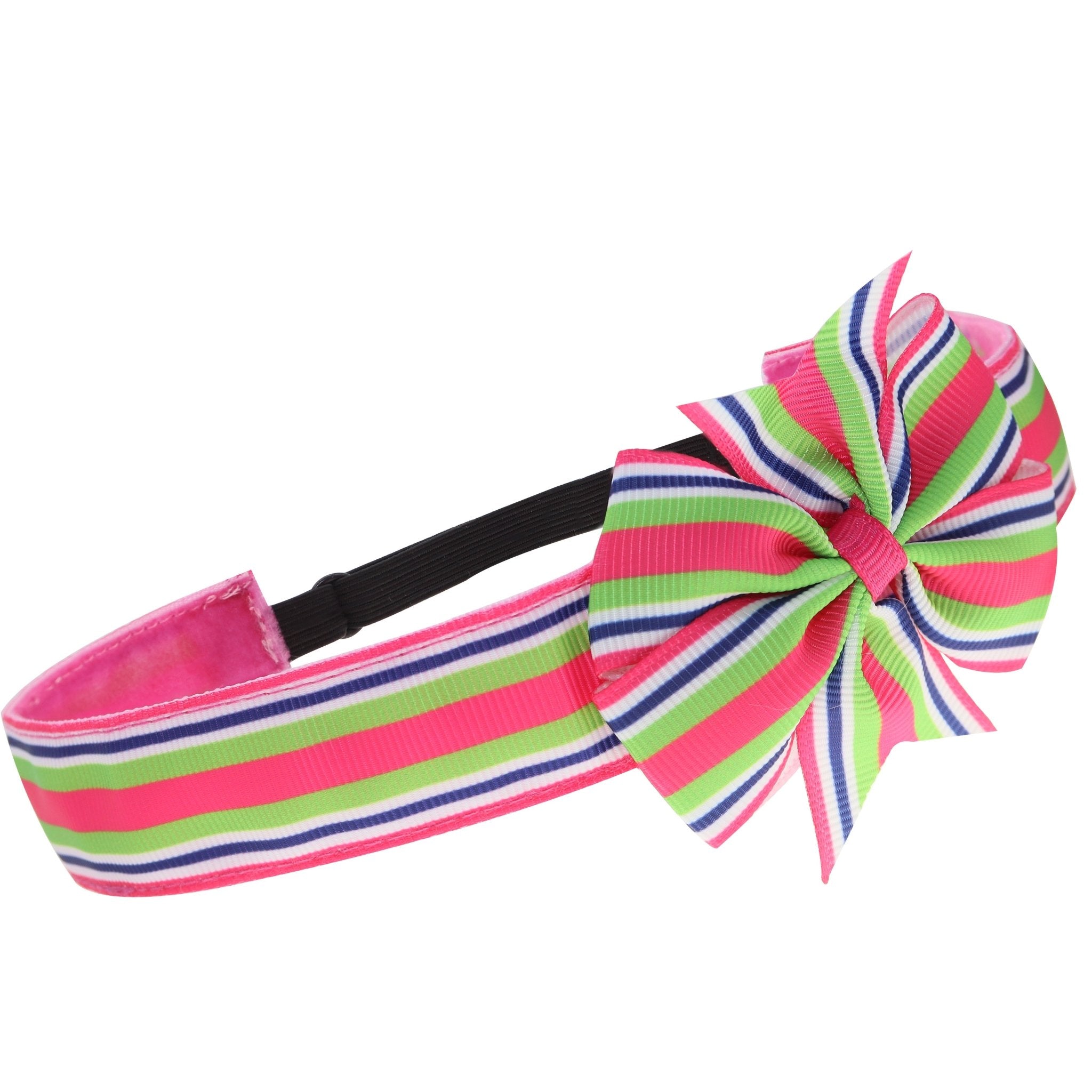 Adjustable No Slip Striped Bow Headband - FROG SAC
