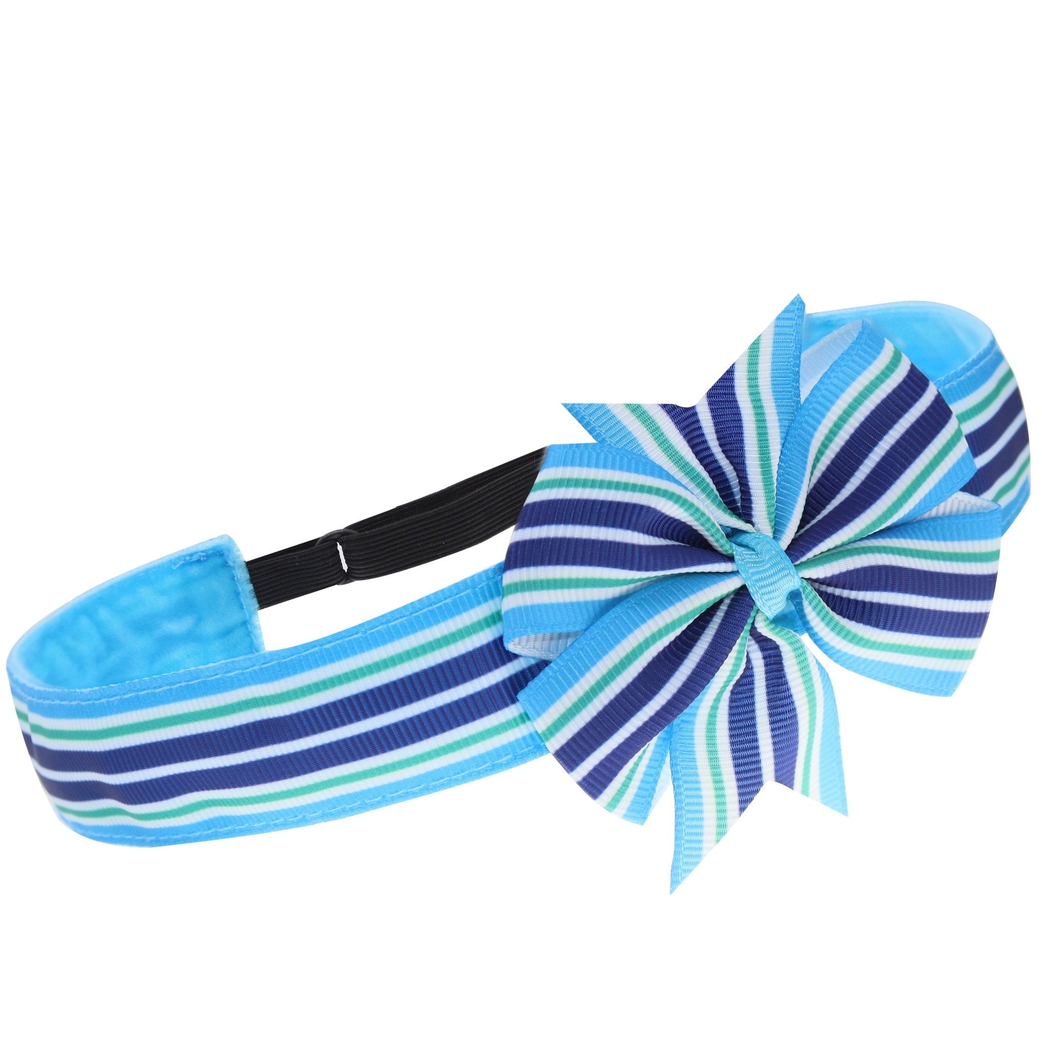 Adjustable No Slip Striped Bow Headband - FROG SAC