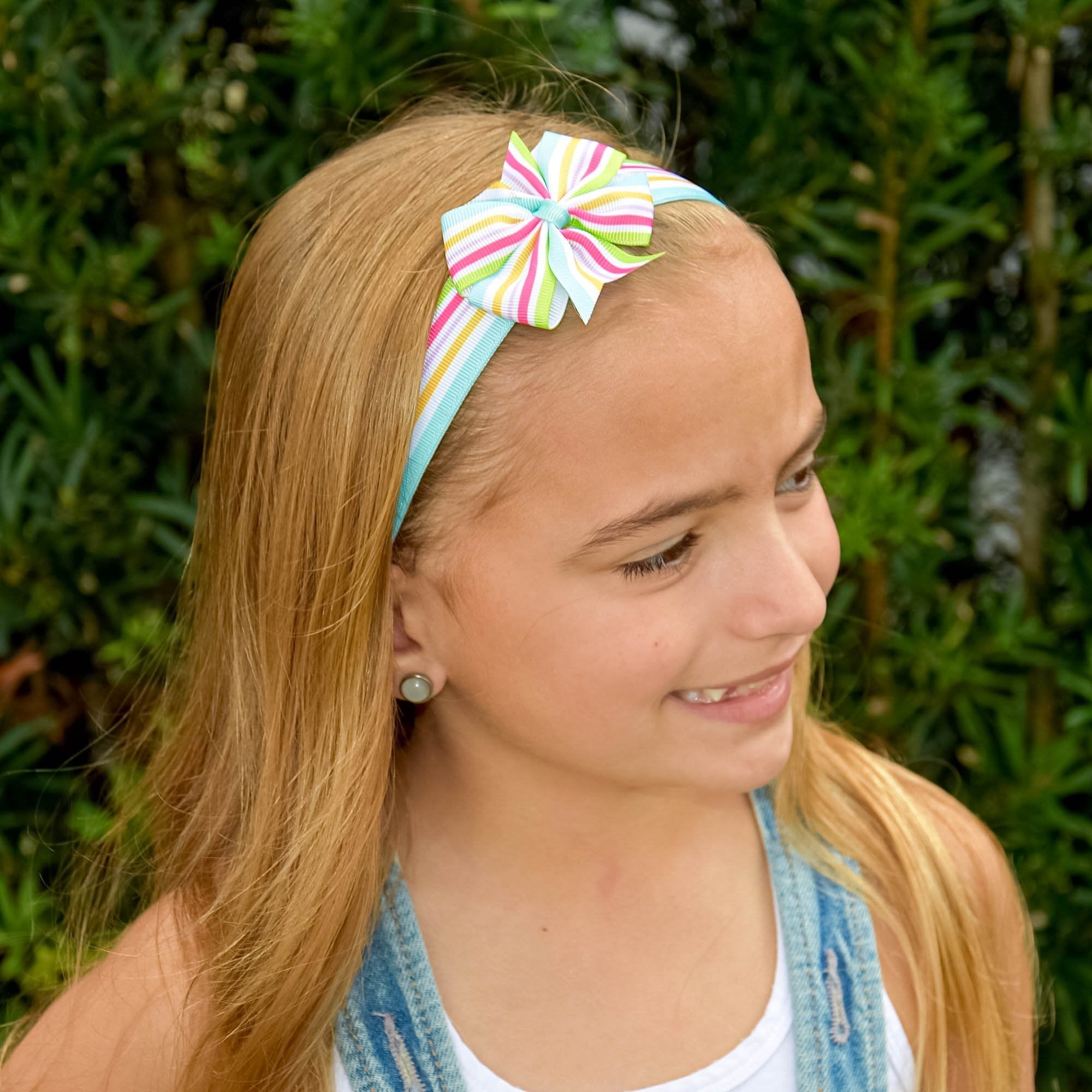 Adjustable No Slip Striped Bow Headbands - 4 Pack - FROG SAC