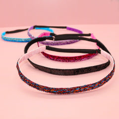 Adjustable No Slip Thin Glitter Headbands - 6 Pack - FROG SAC