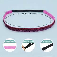 Adjustable No Slip Thin Glitter Headbands - 6 Pack - FROG SAC