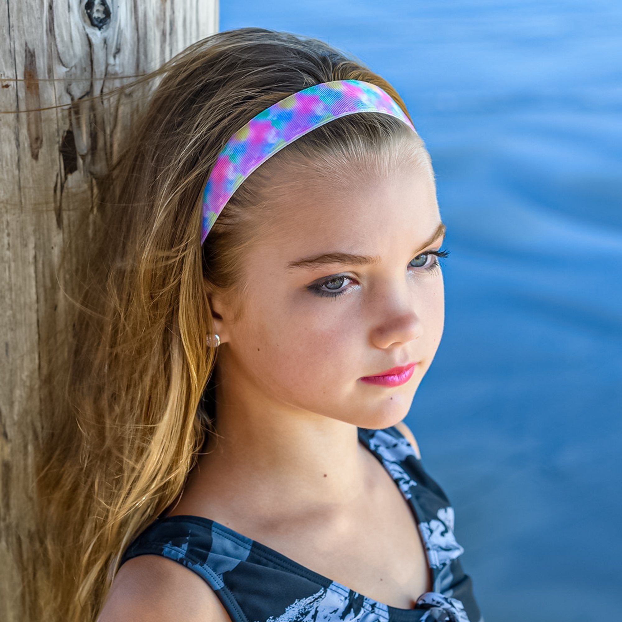 Adjustable No Slip Tie Dye Headbands - 6 Pack - FROG SAC