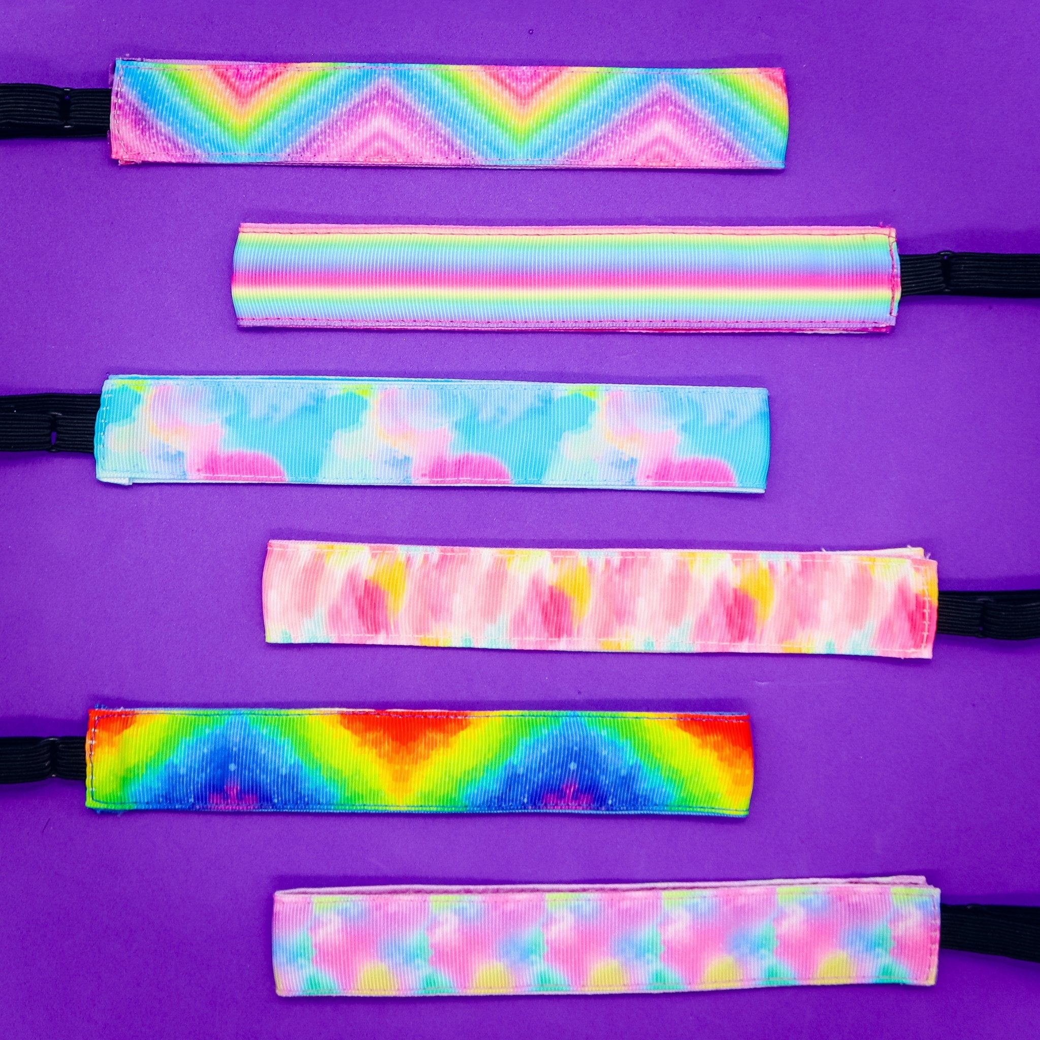 Adjustable No Slip Tie Dye Headbands - 6 Pack - FROG SAC