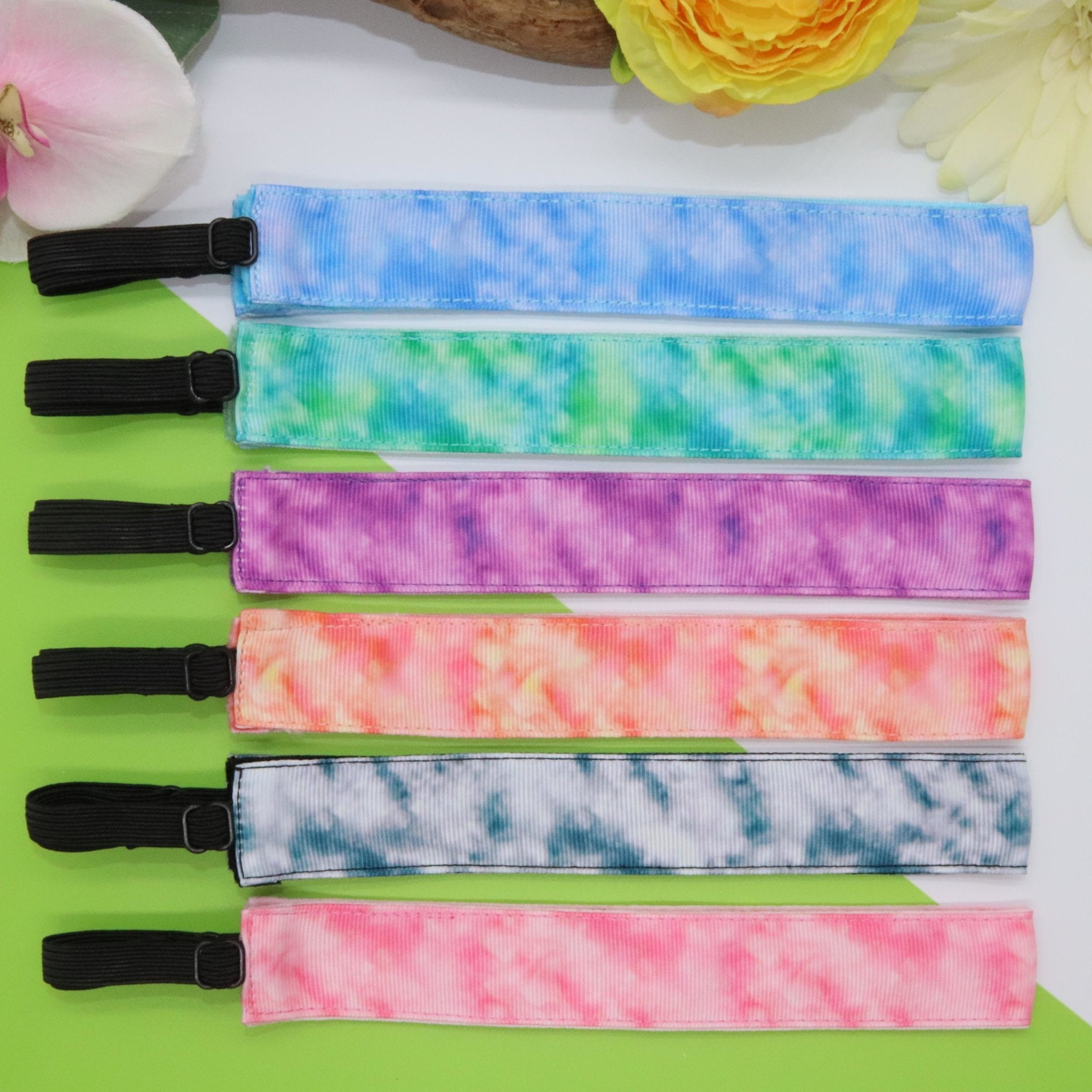 Adjustable No Slip Tie Dye Headbands - Tonal 6 Pack - FROG SAC