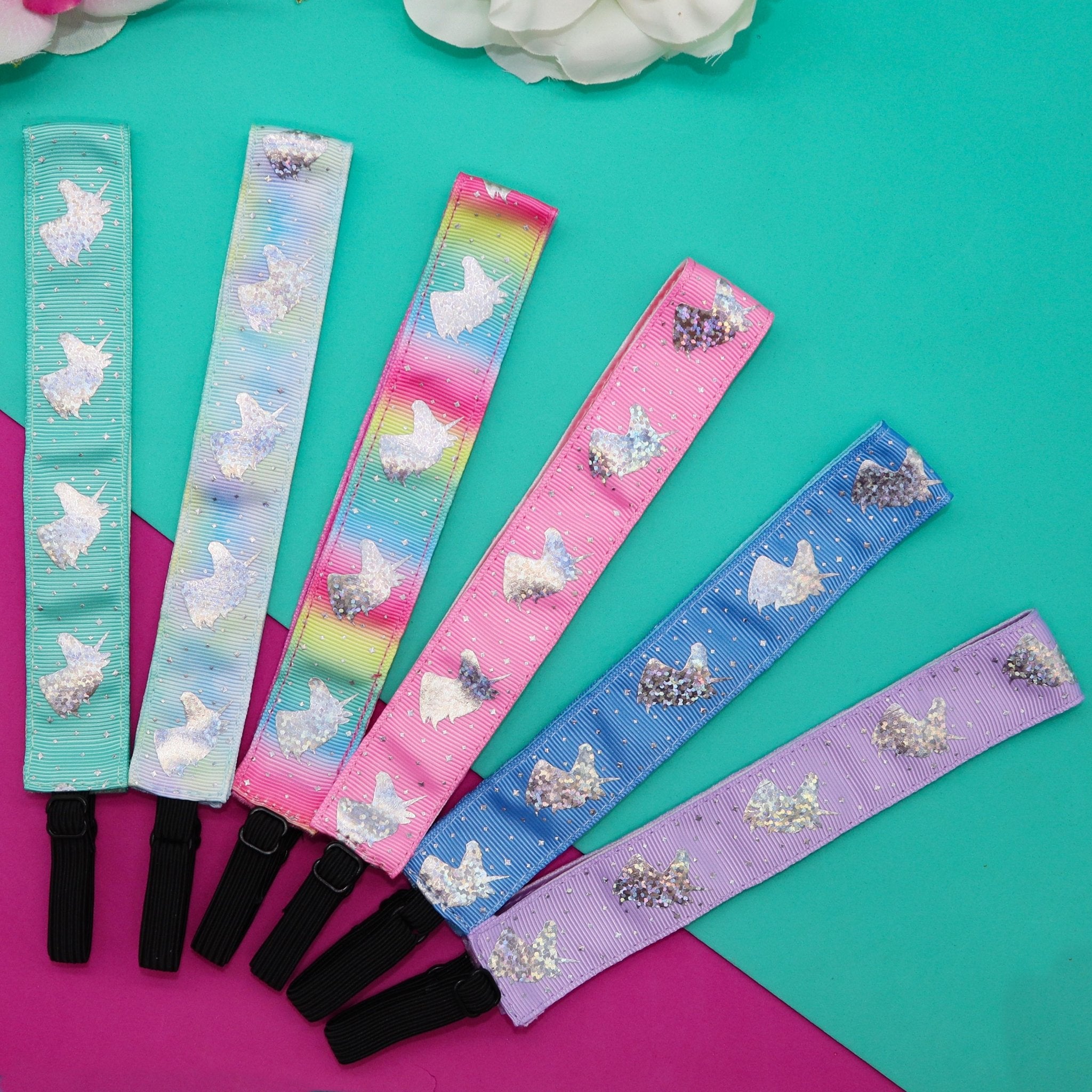 Adjustable No Slip Unicorn Headbands - 6 Pack - FROG SAC