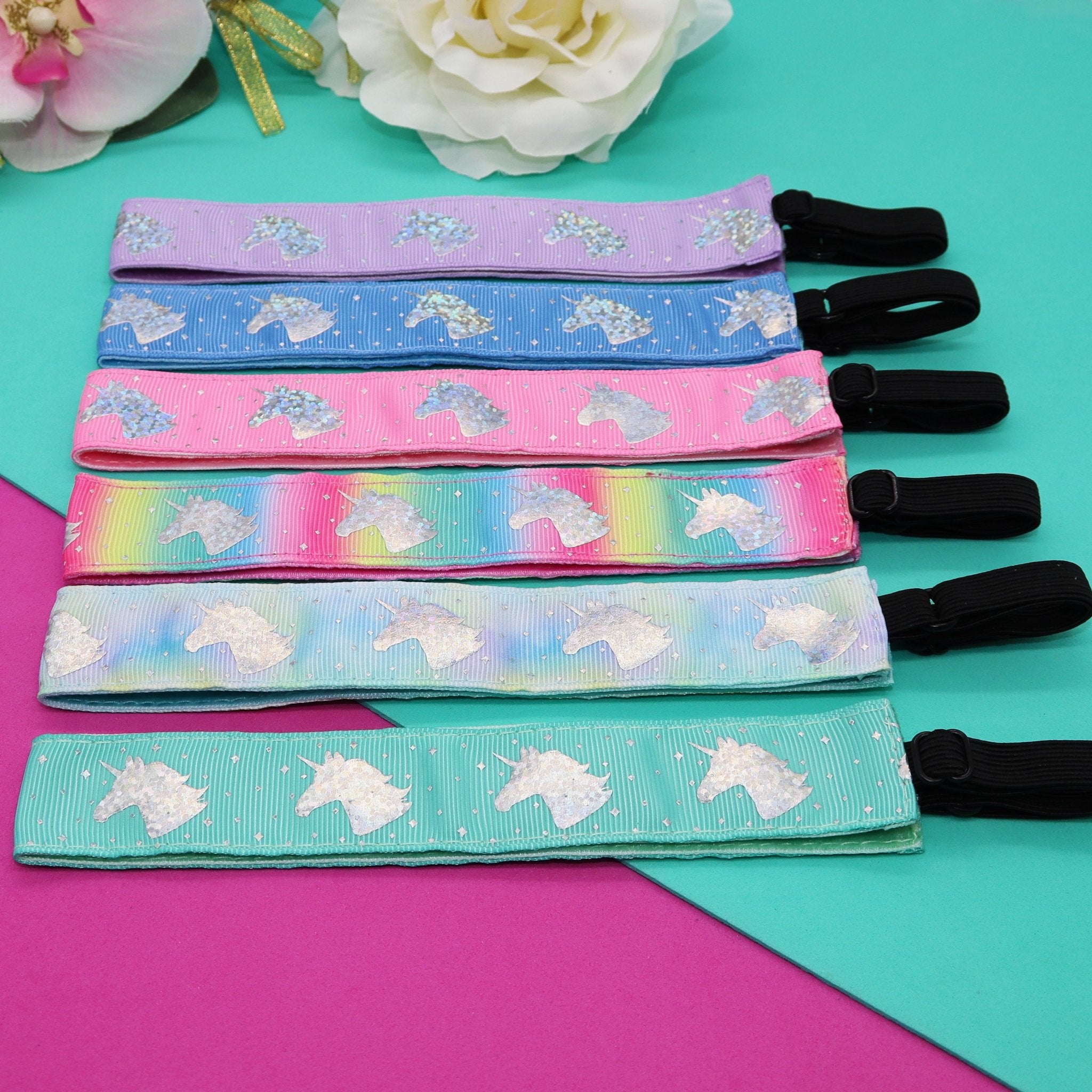 Adjustable No Slip Unicorn Headbands - 6 Pack - FROG SAC