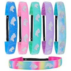 Adjustable No Slip Unicorn Headbands - 6 Pack - FROG SAC