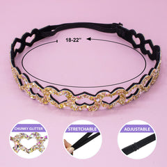 Adjustable No Slip Zig Zag Glitter Headbands - 6 Pack - FROG SAC