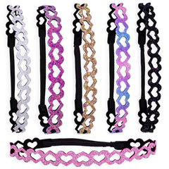 Adjustable No Slip Zig Zag Glitter Headbands - 6 Pack - FROG SAC