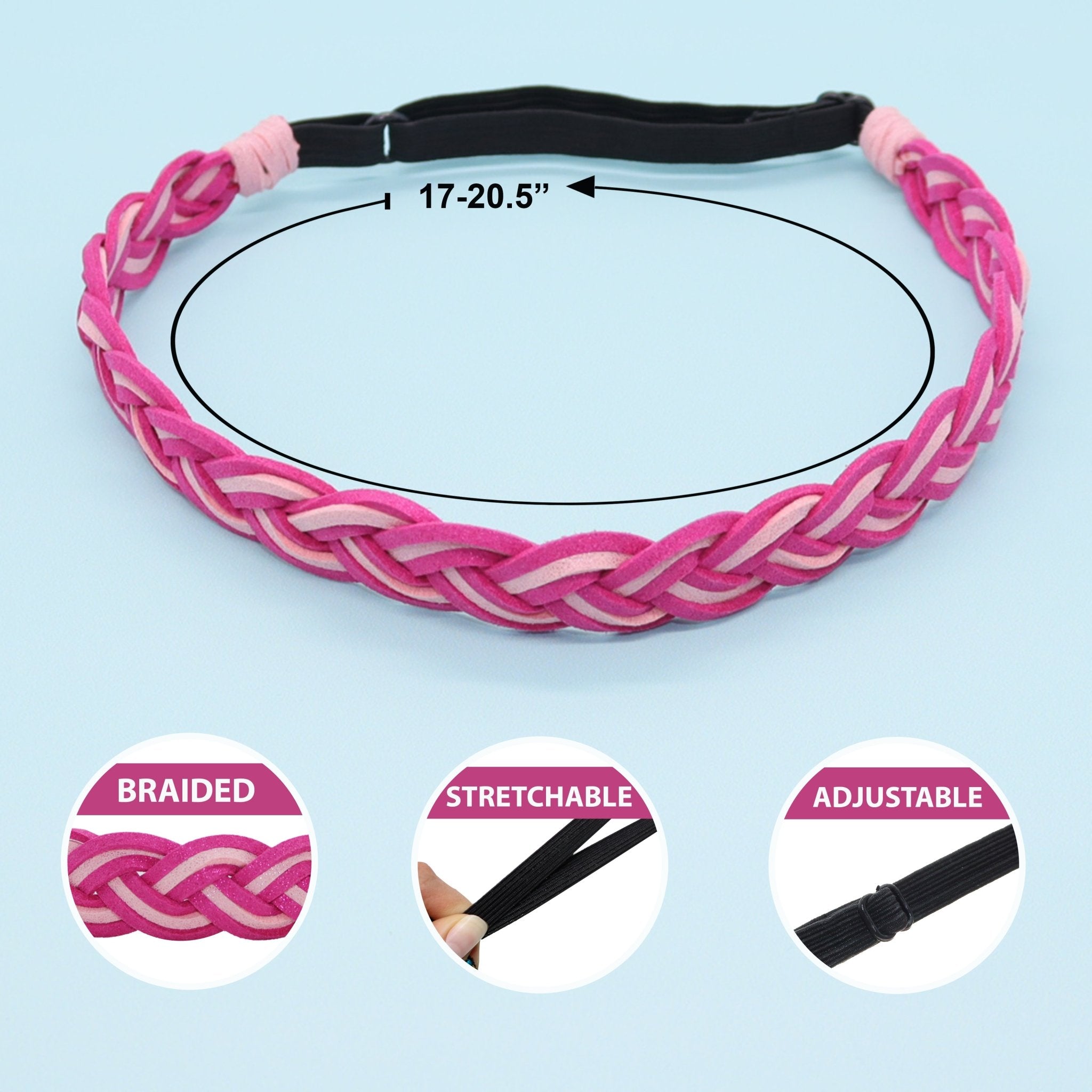 Adjustable Two Tone Braided Headbands - 3 Pack - FROG SAC
