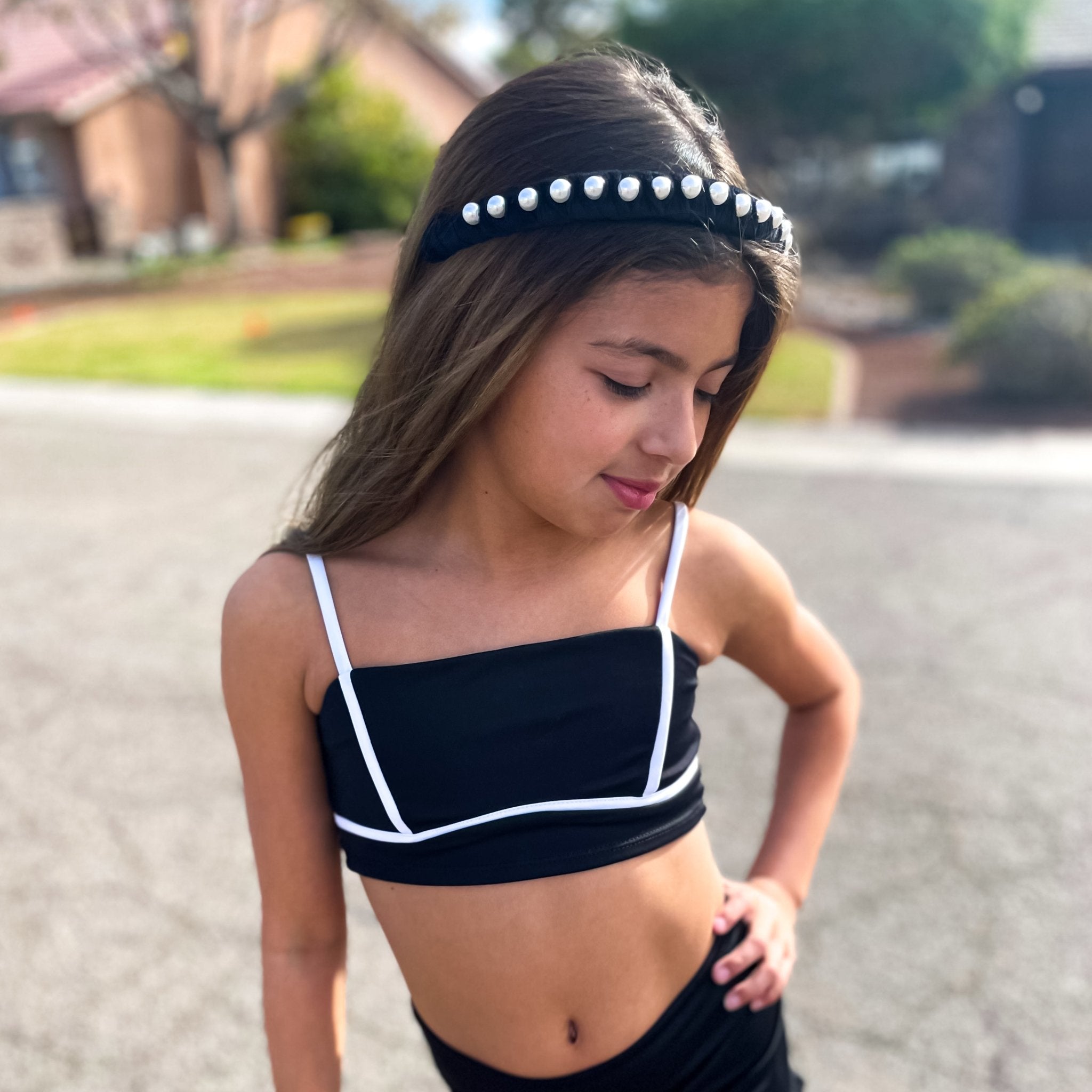 Black Velvet Wrapped Pearl Headband - FROG SAC