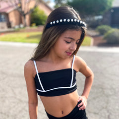 Black Velvet Wrapped Pearl Headband - FROG SAC