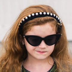Black Velvet Wrapped Pearl Headband - FROG SAC