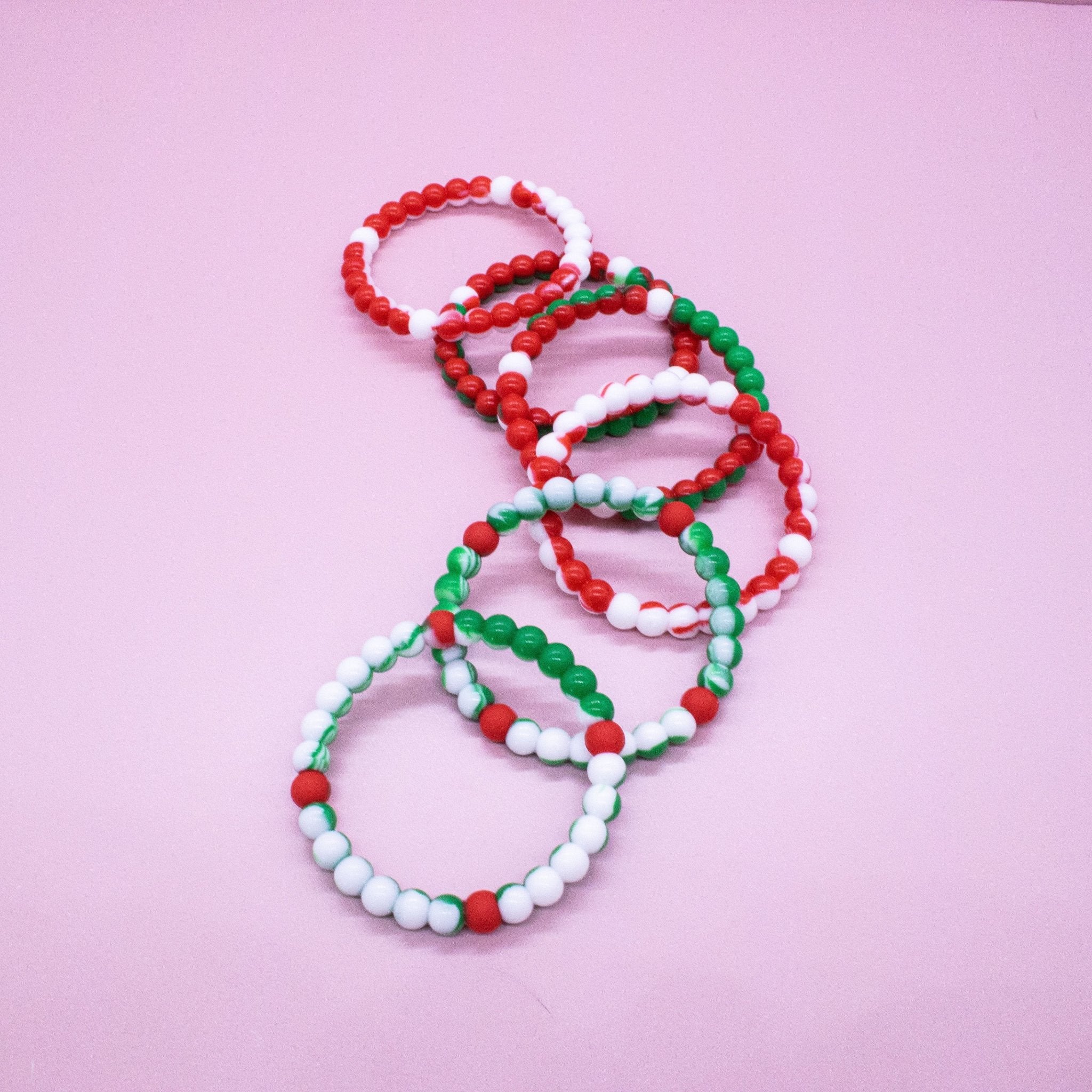 Christmas Beaded Bubble Bracelets - 6 Pack - FROG SAC
