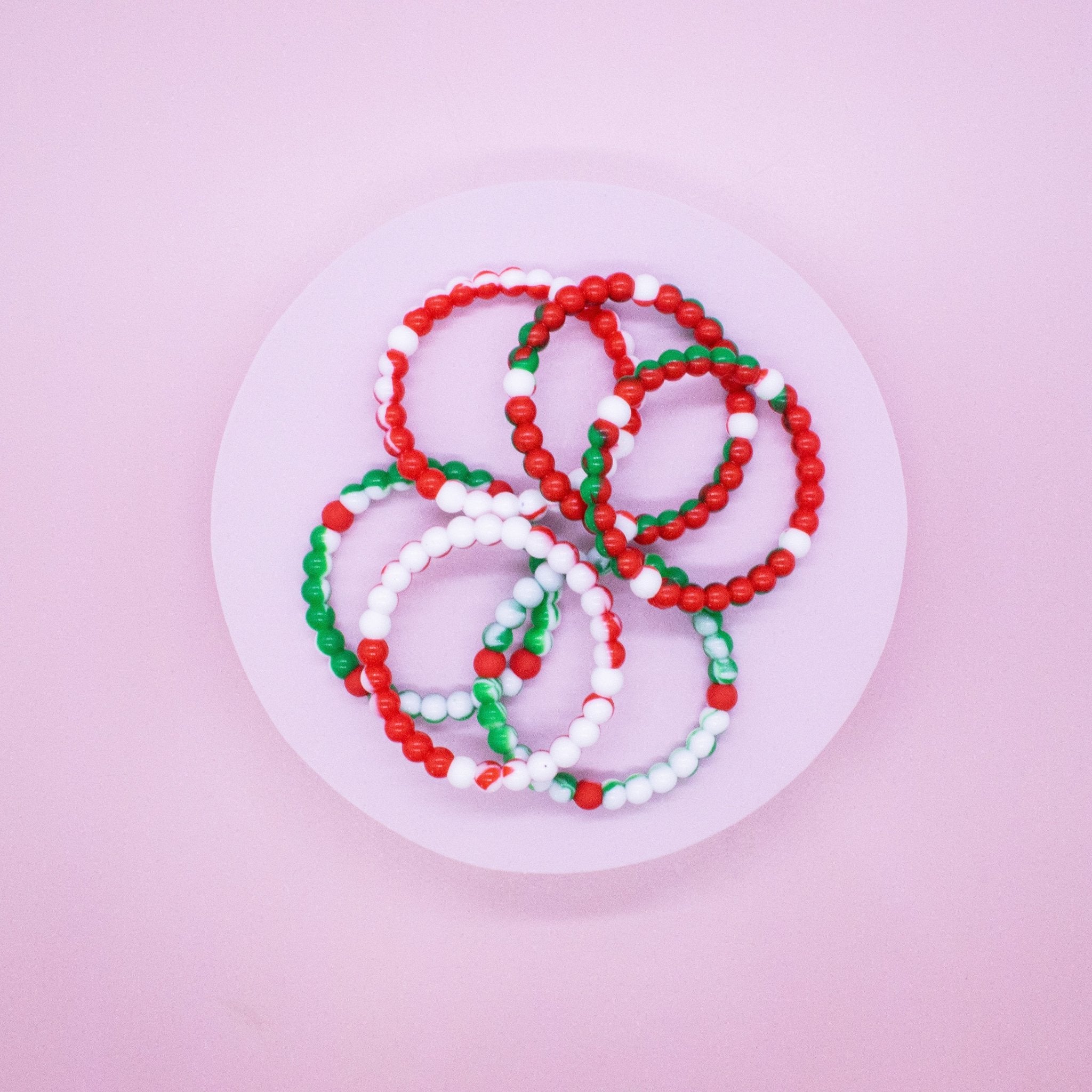 Christmas Beaded Bubble Bracelets - 6 Pack - FROG SAC