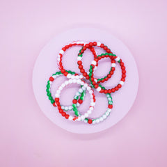 Christmas Beaded Bubble Bracelets - 6 Pack - FROG SAC