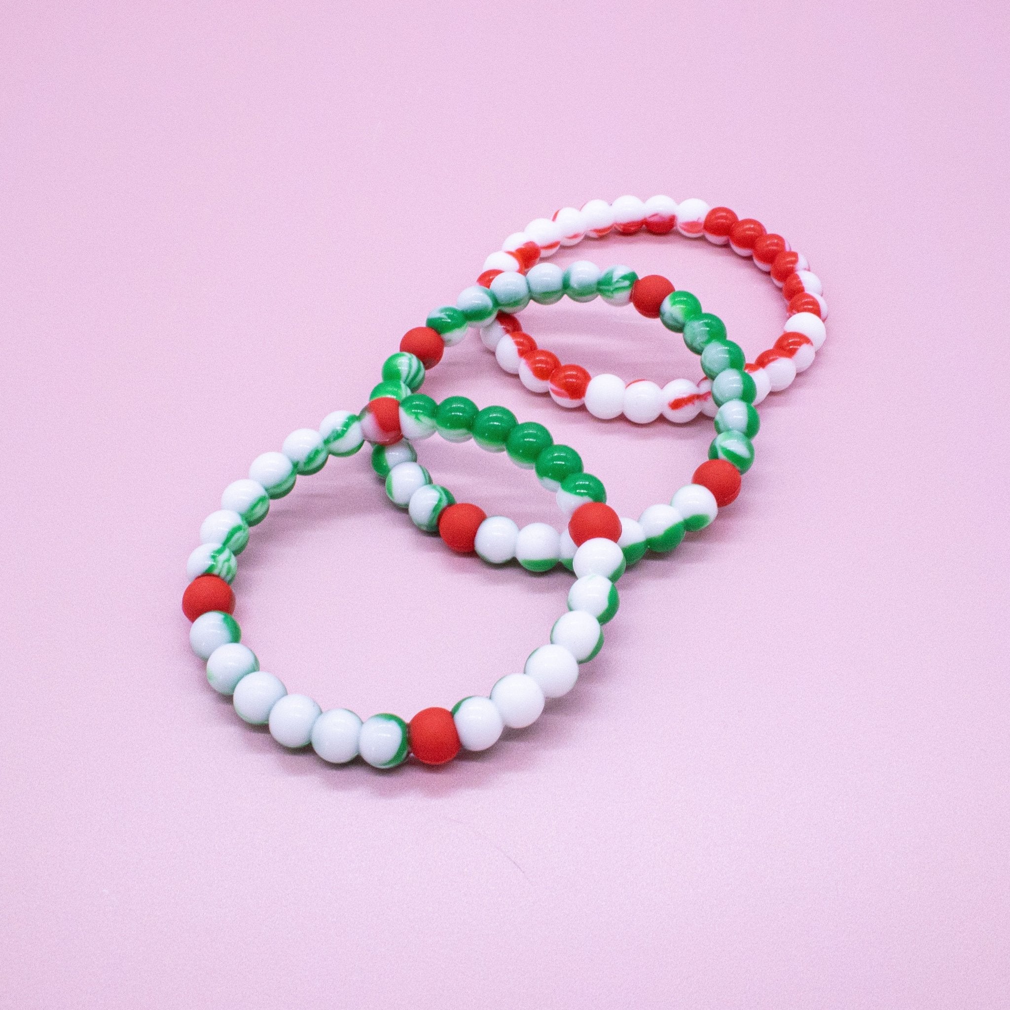 Christmas Beaded Bubble Bracelets - 6 Pack - FROG SAC