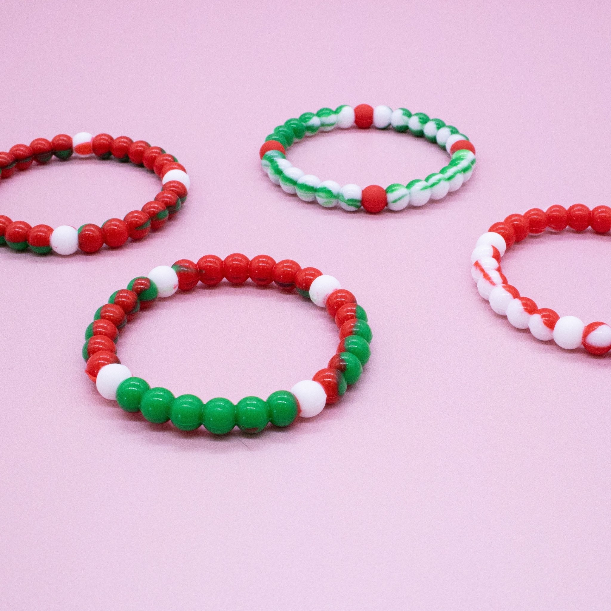 Christmas Beaded Bubble Bracelets - 6 Pack - FROG SAC