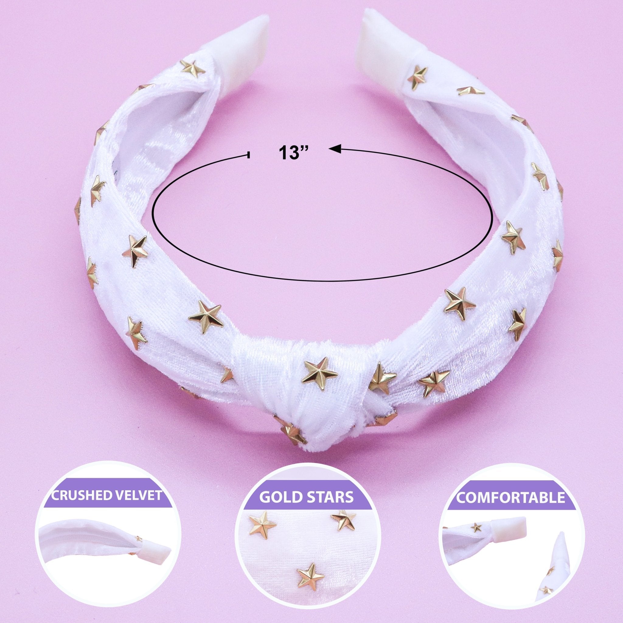 Crushed Velvet Knot Studded Star Headband - FROG SAC