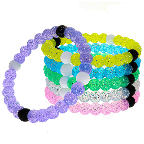 Glitter Beaded Bubble Bracelets - 6 Pack - FROG SAC