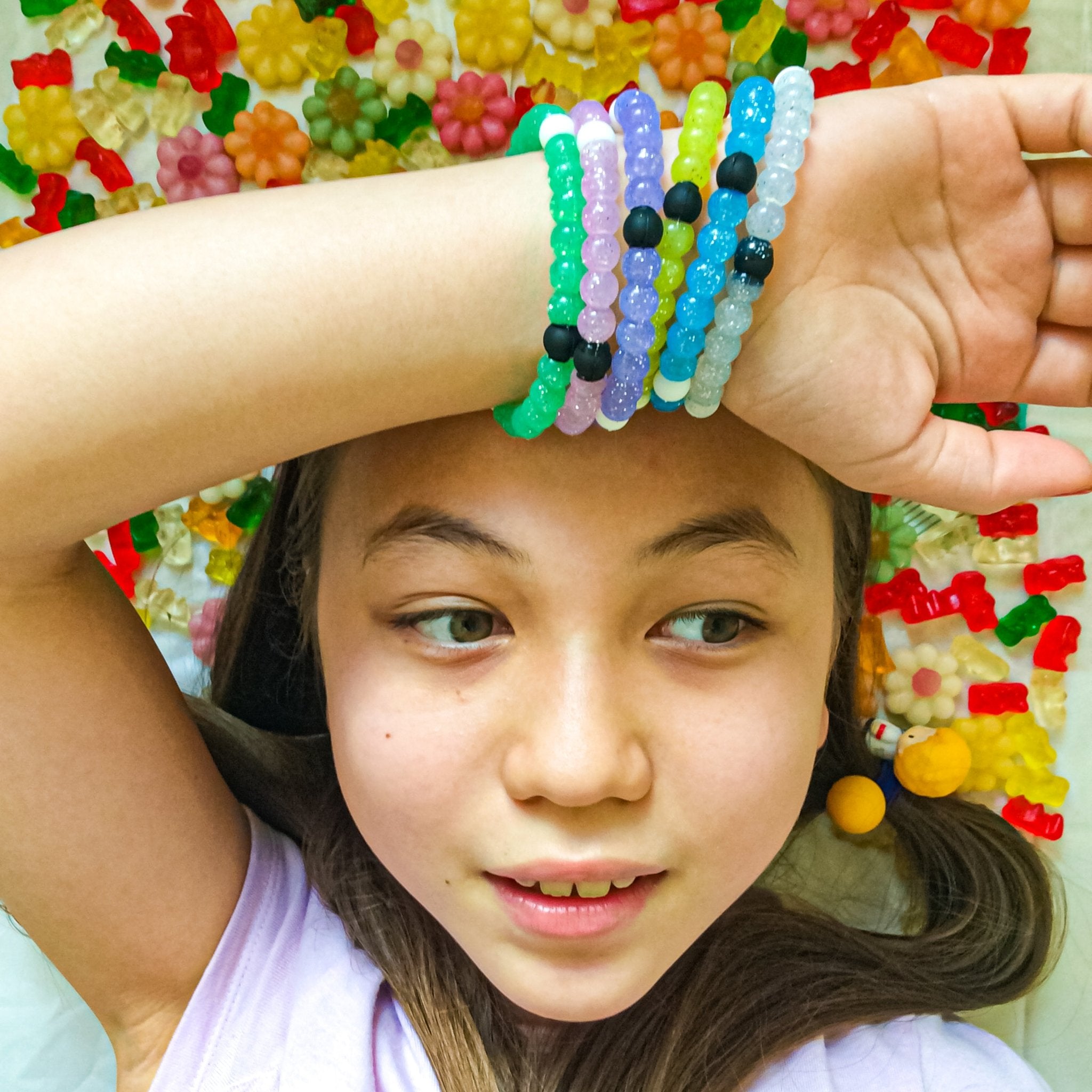 Glitter Beaded Bubble Bracelets - 6 Pack - FROG SAC