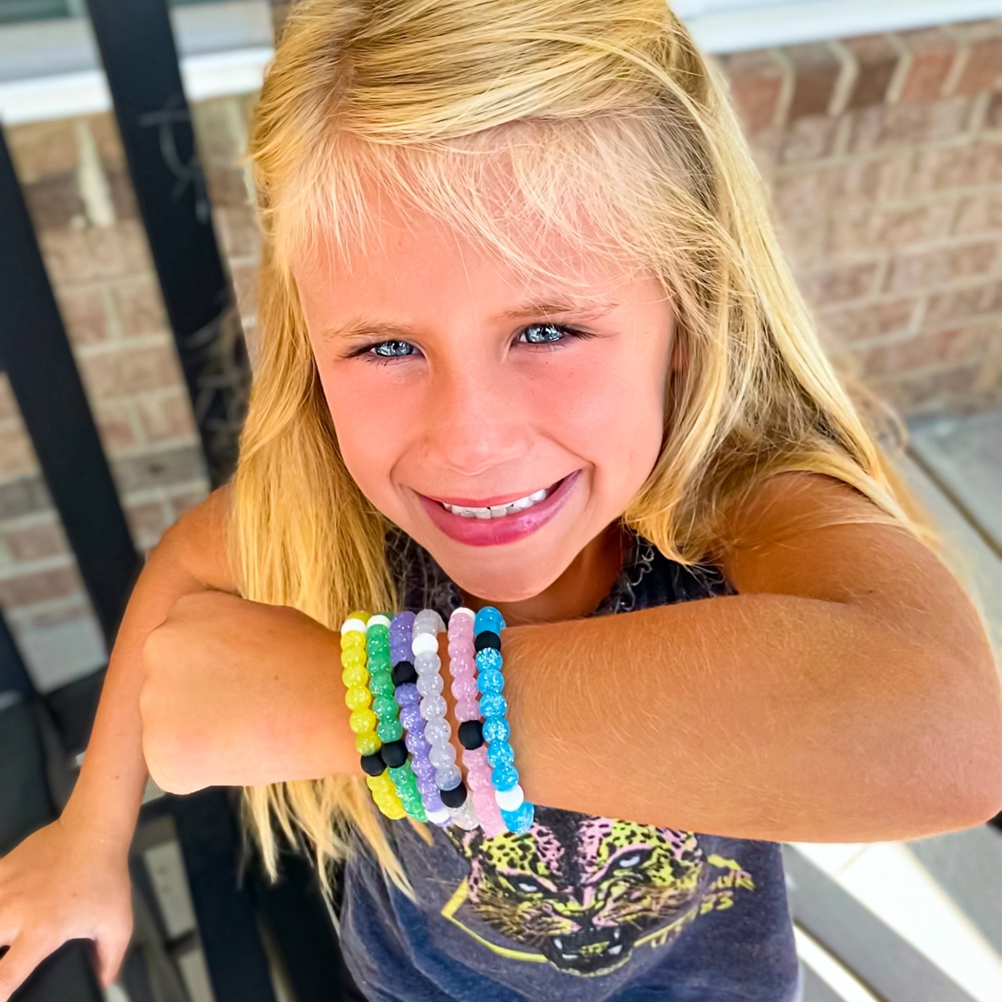 Glitter Beaded Bubble Bracelets - 6 Pack - FROG SAC