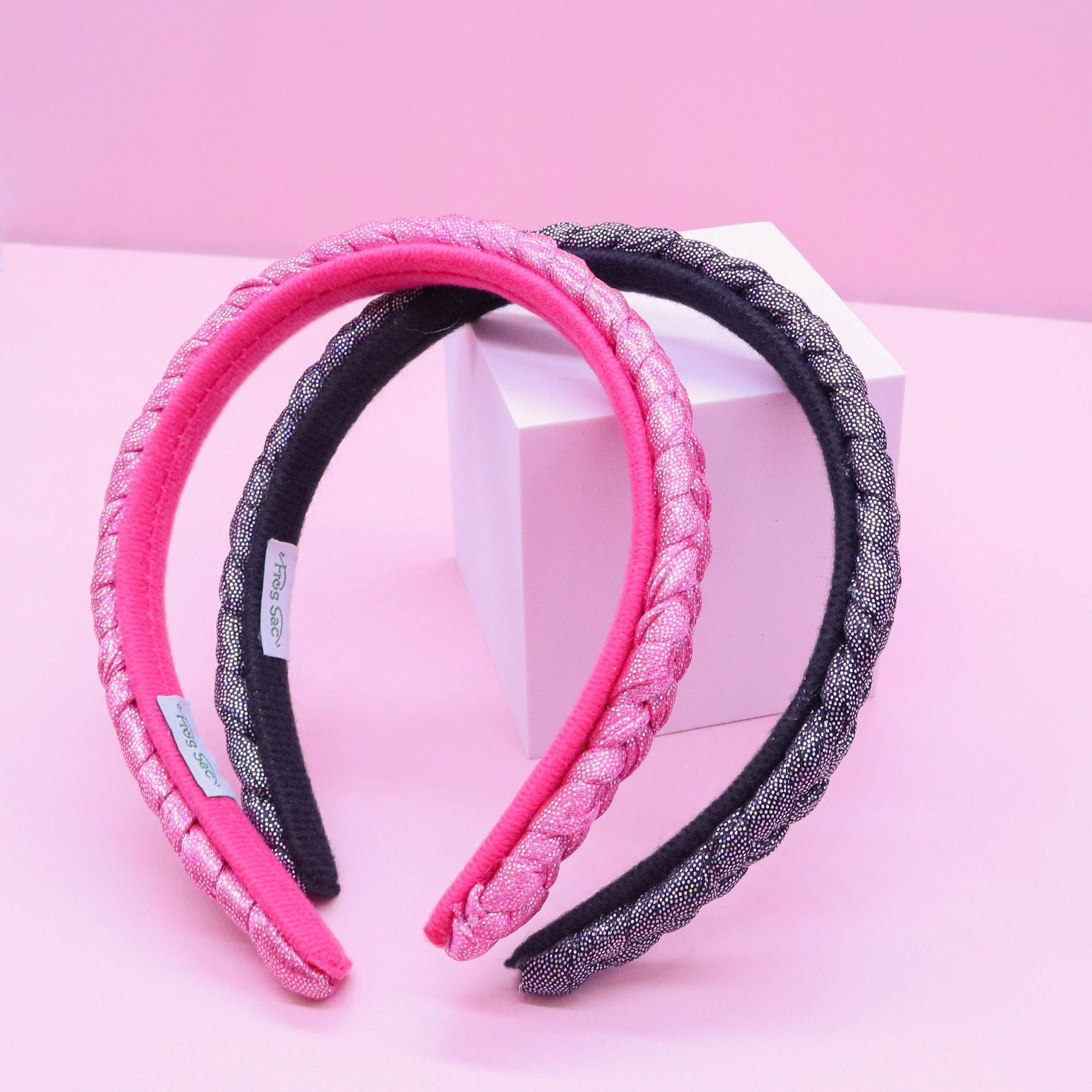 Glitter Braided Hard Headbands - 2 Pack - FROG SAC