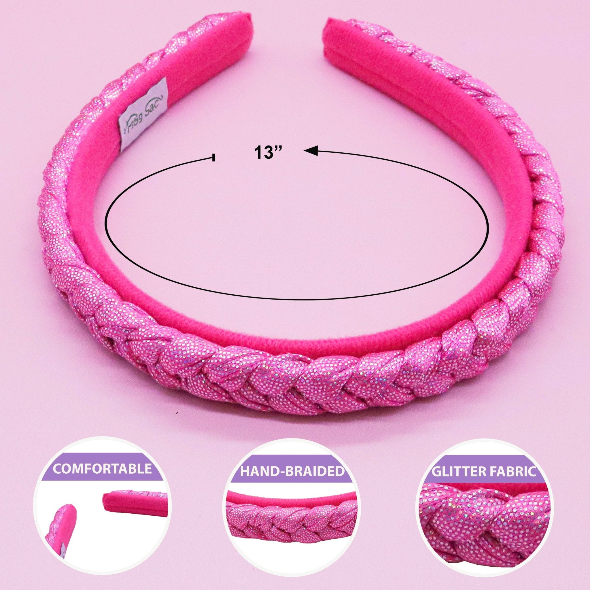 Glitter Braided Hard Headbands - 2 Pack - FROG SAC