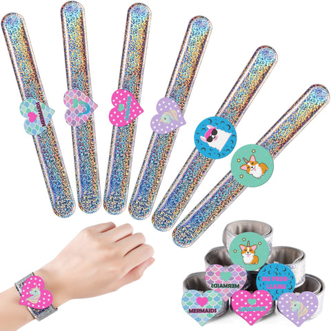 Glitter Slap Bracelet with 3D Image-Shifting Charms - FROG SAC