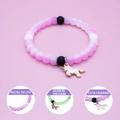 Glow in the Dark Unicorn Charm Bubble Bracelets - 3 Pack - FROG SAC