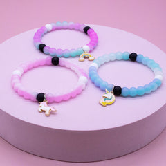 Glow in the Dark Unicorn Charm Bubble Bracelets - 3 Pack - FROG SAC