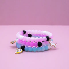 Glow in the Dark Unicorn Charm Bubble Bracelets - 3 Pack - FROG SAC
