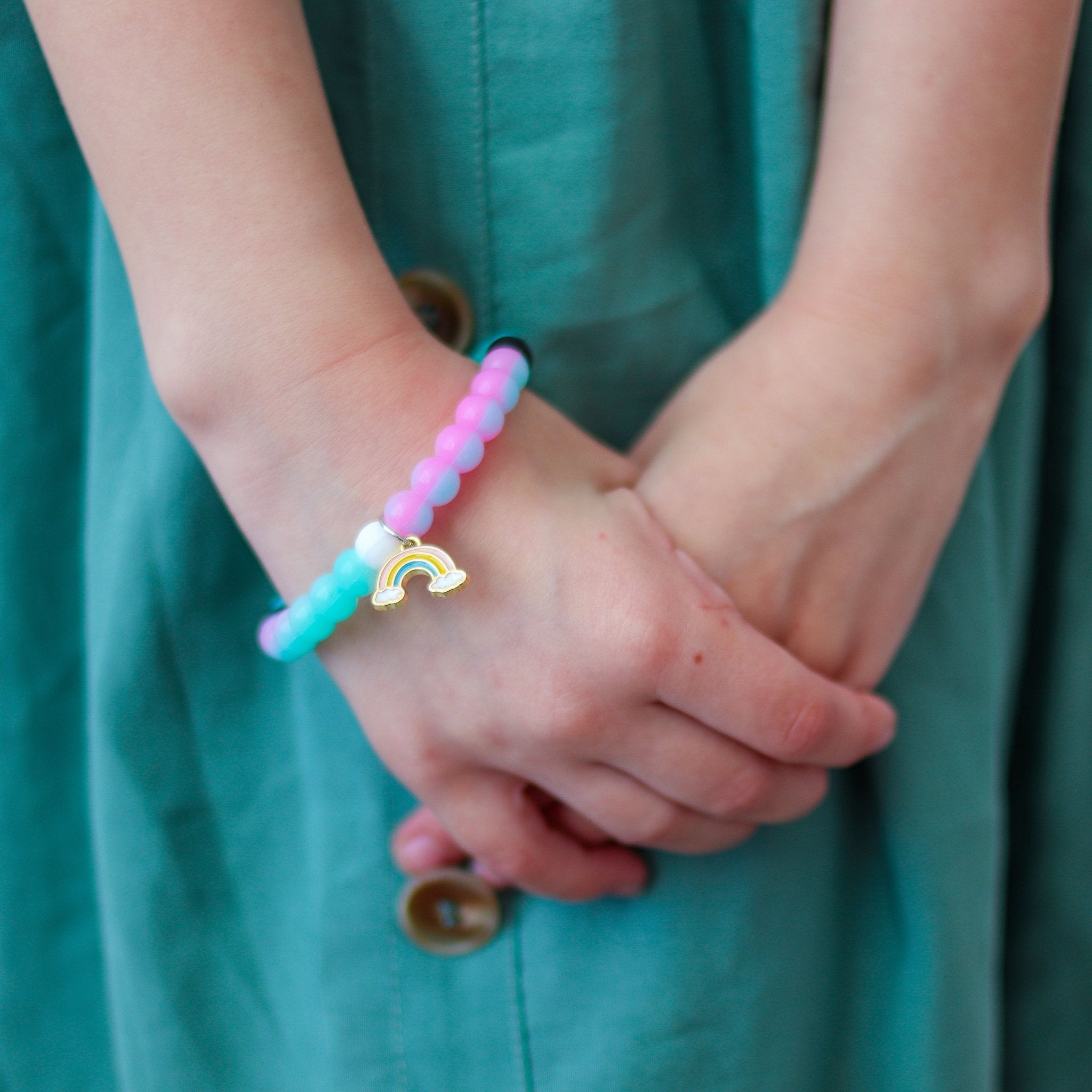 Glow in the Dark Unicorn Charm Bubble Bracelets - 3 Pack - FROG SAC